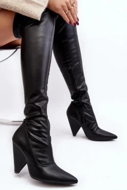 Kozaki Na Obcasie EkoSkóra Lu Boo Czarne