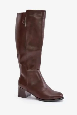 Kozaki Na Obcasie Z Eko Skóry Przed Kolano Brązowe Izanae