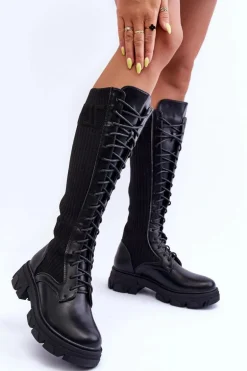 Kozaki Na Płaskim Obcasie Ze Skarpetą Czarne Itona