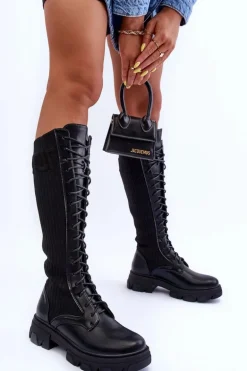 Kozaki Na Płaskim Obcasie Ze Skarpetą Czarne Itona