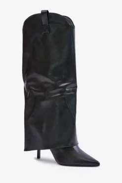 Kozaki Na Szpilce Z Wywiniętą Cholewką Czarne Bellinna