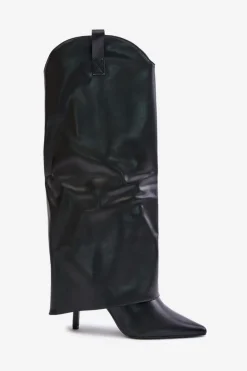 Kozaki Na Szpilce Z Wywiniętą Cholewką Czarne Bellinna