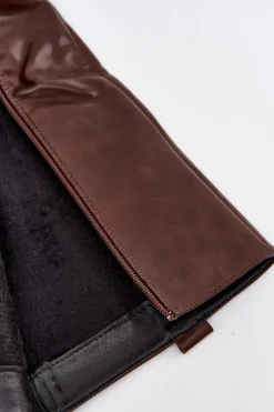 Kozaki Oficerki Damskie Na Niskim Obcasie Ocieplane Brązowe Averna