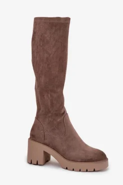 Kozaki Przed Kolano Eko Zamszowe Na Słupku Vinceza 58332 Ciemnobeżowe