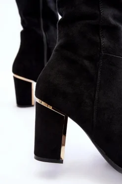 Kozaki Przed Kolano Na Słupku Zamszowe Czarne Kilrenita