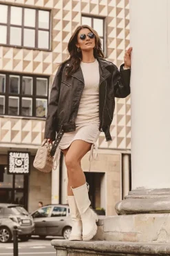 Kozaki Z Cholewką Do Połowy Łydki Jasnobeżowe Lizames