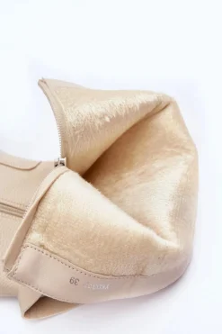 Kozaki Z Cholewką Do Połowy Łydki Jasnobeżowe Lizames