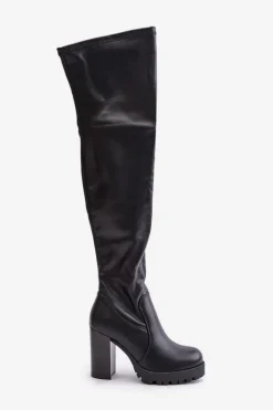 Kozaki Z Cholewką Za Kolano Na Słupku Czarne Nelothiel