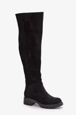 Kozaki Za Kolano Na Płaskim Obcasie Czarne Filora