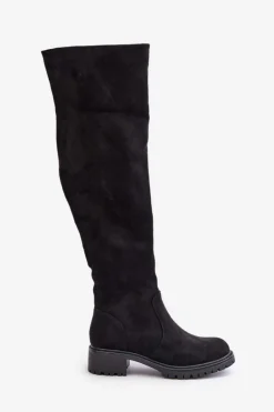 Kozaki Za Kolano Na Płaskim Obcasie Czarne Filora