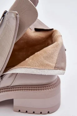 Lakierowane Botki Damskie Z Ozdobą Jasnoszare S.Barski MR870-53