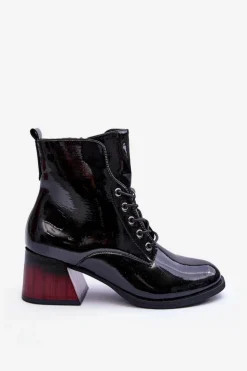Lakierowane Botki Na Obcasie Czarne Luloshe