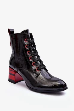 Lakierowane Botki Na Obcasie S.Barski MR870-49 Czarne