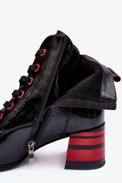 Lakierowane Botki Na Obcasie S.Barski MR870-49 Czarne