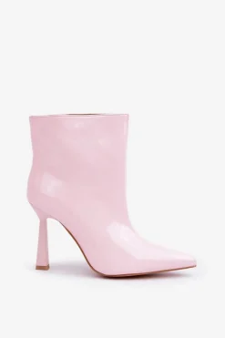 Lakierowane Botki Na Szpice Wsuwane Jasnoróżowe Seliri