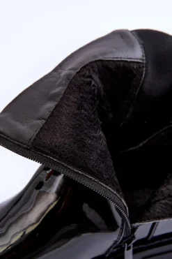 Lakierowane Botki Sztyblety Damskie Czarne Elspetia