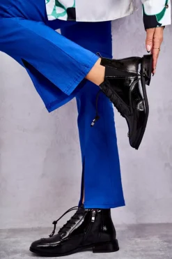 Lakierowane Botki Z Ozdobą Czarne Betrix