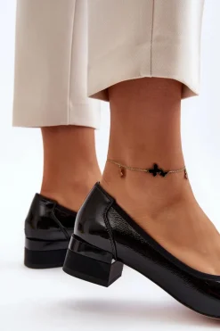 Lakierowane Czółenka Na Klocku Czarne Ilvanna