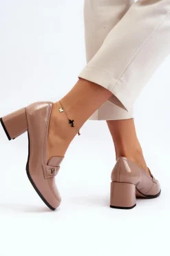 Lakierowane Czółenka Na Obcasie Beżowe Felicijana