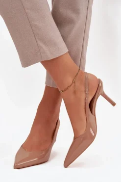 Lakierowane Czółenka Na Szpilce Ciemnobeżowe Phelia