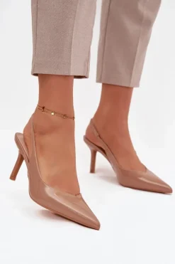 Lakierowane Czółenka Na Szpilce Ciemnobeżowe Phelia