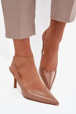 Lakierowane Czółenka Na Szpilce Ciemnobeżowe Phelia