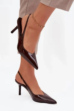 Lakierowane Czółenka Na Szpilce Czekoladowe Phelia