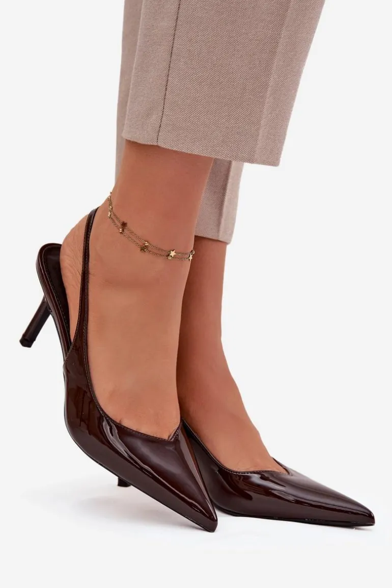 Lakierowane Czółenka Na Szpilce Czekoladowe Phelia