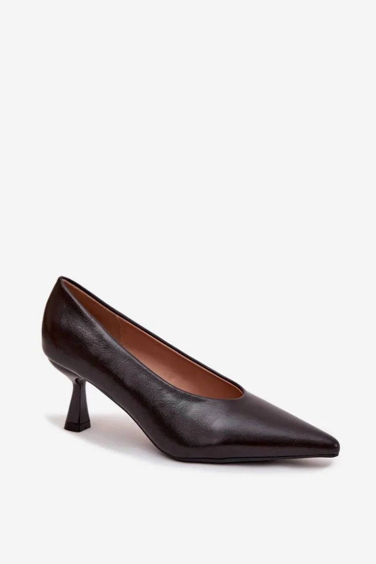 Lakierowane Czółenka Na Szpilce Czekoladowe Gavrielle