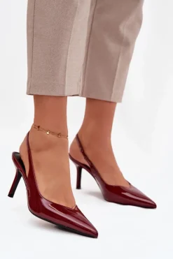 Lakierowane Czółenka Na Szpilce Bordowe Phelia