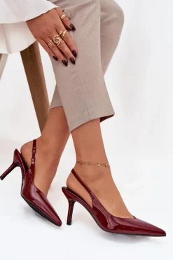 Lakierowane Czółenka Na Szpilce Bordowe Phelia