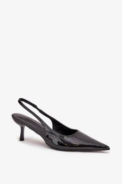 Lakierowane Czółenka Na Szpilce Z Odkrytą Piętą Czarne Talira