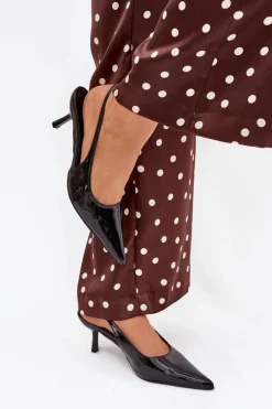 Lakierowane Czółenka Na Szpilce Z Odkrytą Piętą Czarne Talira