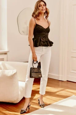 Lakierowane Czółenka Na Szpilce Z Ozdobnymi Paskami Czarne Jelmia