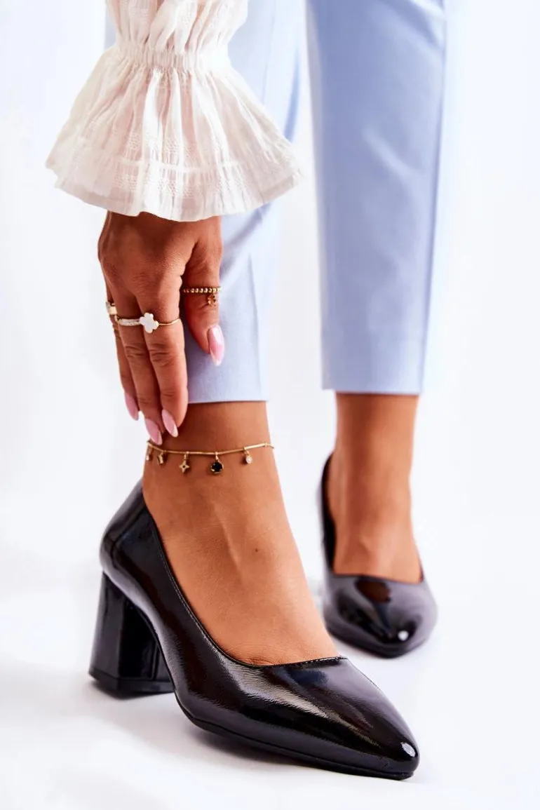 Lakierowane Czółenka Sergio Leone PB411 Czarne