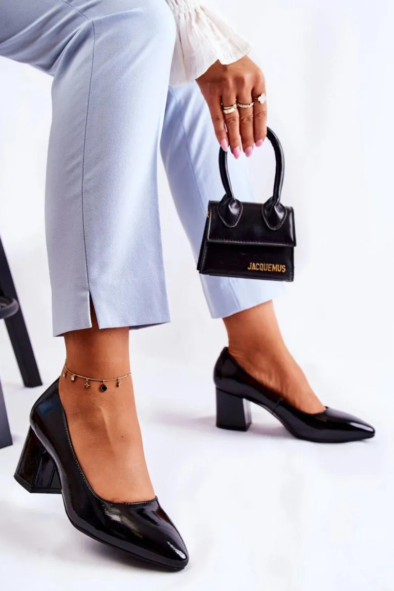 Lakierowane Czółenka Sergio Leone PB411 Czarne