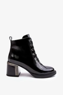 Lakierowane Damskie Botki D&A MR870-98 Czarne