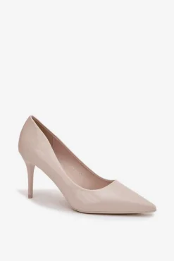 Lakierowane Eko Skórzane Szpilki Damskie Ze Szpiczastymi Noskami Jasnobeżowe Jadira