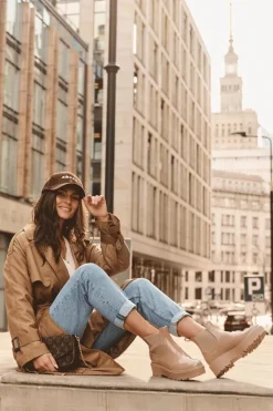 Lakierowane Kalosze Botki Na Platformie Big Star MM274396 Beżowe