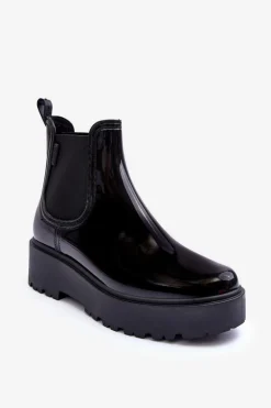 Lakierowane Kalosze Botki Na Platformie Big Star MM274395 Czarne