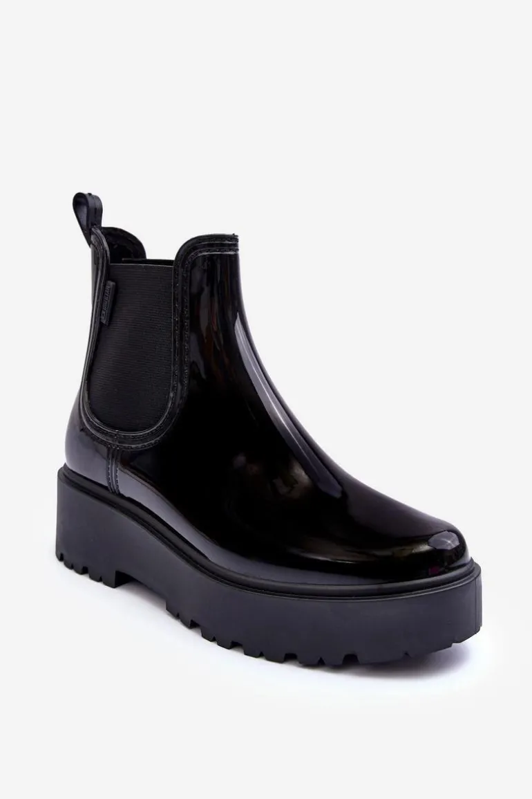 Lakierowane Kalosze Botki Na Platformie Big Star MM274395 Czarne