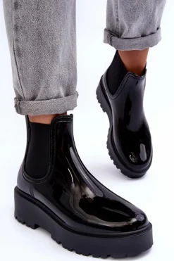 Lakierowane Kalosze Botki Na Platformie Big Star MM274395 Czarne