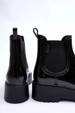 Lakierowane Kalosze Botki Na Platformie Big Star MM274395 Czarne