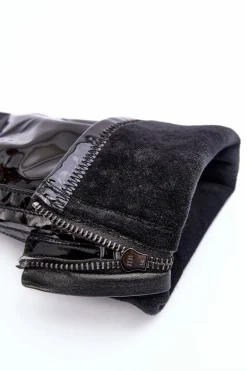 Lakierowane Kozaki Na Masywnej Platformie Z Suwakiem Czarne Ringo