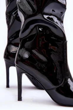 Lakierowane Kozaki Na Szpilce Czarne Melisandra