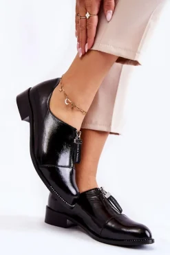 Lakierowane Modne Półbuty Laura Messi 2532 Czarne