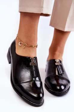 Lakierowane Modne Półbuty Laura Messi 2532 Czarne