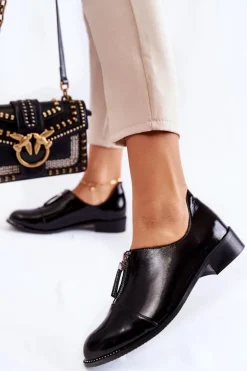 Lakierowane Modne Półbuty Laura Messi 2532 Czarne