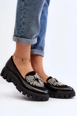 Lakierowane Mokasyny Damskie Laura Messi 2785 Czarne