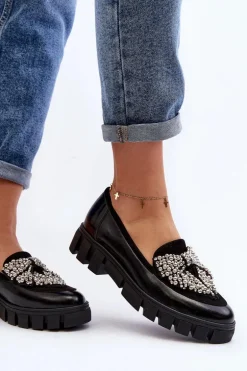 Lakierowane Mokasyny Damskie Laura Messi 2785 Czarne